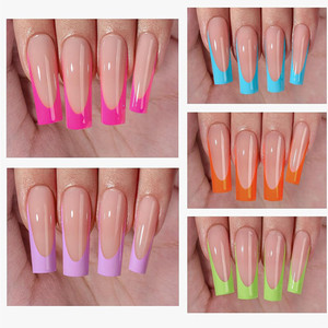 Nuevas Uñas Postizas Francesas Desmontables de Cinco Colores, Estilo Stiletto, Cuadradas, Tipo Ataúd, Cobertura Total, en Bolsa/Caja OPP - Product Image 2