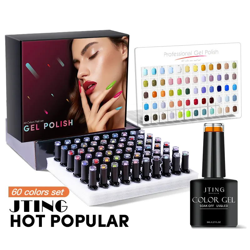 JTING Qualité Supérieure Prix Discount 60 Couleurs vernis à ongles gel ensemble 2022 Nouvelle Tendance design vernis à ongles ensemble 8ml bouteille uv gel Kit