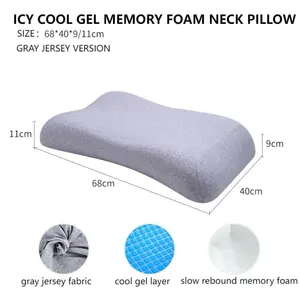 Almohada cervical para adultos con curva ortopédica de espuma viscoelástica de Gel fresco helado de lujo para dormir en la cama de la SH-P040