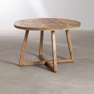 Modern Mango <b>Wood</b> <b>Round</b> <b>Dining</b> <b>Table</b> 4 Seater <b>Solid</b> Wooden Furniture for <b>Dining</b> Room Restaurant and Hospitality Spaces - Product Image 1