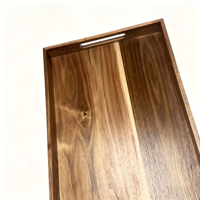 Plateau de service en bois d'acacia avec poignées, plateau rectangulaire en bois pour café, nourriture et cuisine