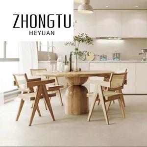 Mesa de comedor de diseño moderno, de <span class=keywords><strong>centro</strong></span> de mesa de comedor Hotel, juego de mesa de comedor redonda de madera de roble, muebles nórdicos de 8 plazas de madera maciza - Product Image 4