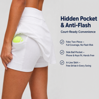 Jupe-short de tennis pour femme, séchage rapide, 2-en-1, avec short intégré, anti-exposition, pour la course et le fitness, taille haute, avec poche, vente en gros