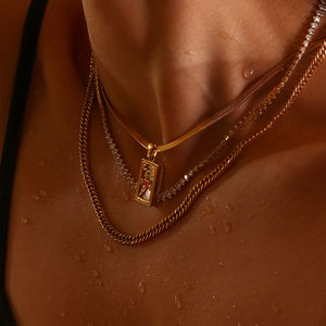 สร้อยคอทาโรต์สแตนเลสสำหรับผู้หญิงเครื่องประดับคริสต์มาสดีไซน์ใหม่สีสันสดใสรูปทรงเรขาคณิตมีความหมายดวงจันทร์คนรักแสงแดด - Product Image 5