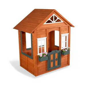 Meilleur cadeau de Noël, maison de jeu en bois Wendy pour l'extérieur, petite maisonnette pour enfants avec jardinière - Product Image 1