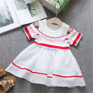 European Baby Products Models Striped Evening Maxi Children Girls Dresses for Retail From Clothes Making Factories - Product Image 2