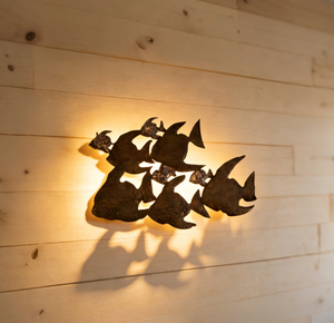 Arte Mural <span class=keywords><strong>Art</strong></span> Deco de Peces Tropicales, Hecho a Mano en Hierro Fundido, Móvil, Venta al Por Mayor - Product Image 3