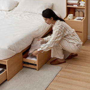 600826 Quanu высокое качество спальня большой вместимости деревянный дизайн полноразмерный каркас кровати с кроватью размера «King-Size» для хранения - Product Image 4