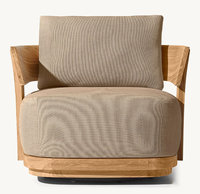 Fauteuil pivotant SOLARO en teck moderne, brun, pour hôtel, jardin, terrasse, avec assise profonde et coussin épais, canapé d'extérieur
