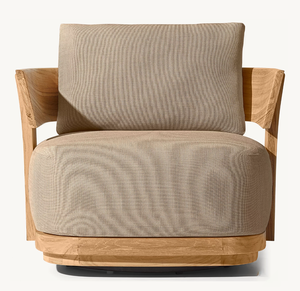 <span class=keywords><strong>SOLARO</strong></span> Moderner Teak-Drehstuhl Braun Hotel Garten Terrassen-Möbel Tiefe Sitzfläche Dickes Kissen Outdoor-Sofa - Product Image 2
