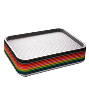 Wholesale Best Quality Hotel Restaurant Rectangle Plastic Serving Tray 14 inch Non-slip PP Fast Food Trays