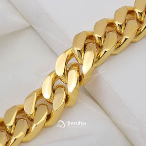 진루이야 고품질 12mm 18k 골드 도금 솔리드 힙합 주얼리 킬로 스테인리스 스틸 마이애미 쿠반 링크 체인 남성용 목걸이 - Product Image 2