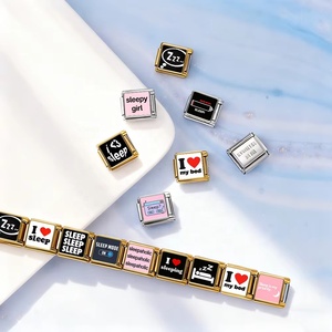Wholesale Custom Trendy Christian Charm Sleep Themed Italian Stainless Steel Link 9mm Bracelet Fit DIY Jewelry Making Unisex - Product Image 3