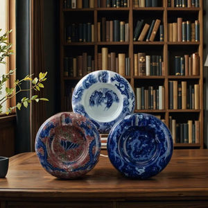 <span class=keywords><strong>Table</strong></span> <span class=keywords><strong>basse</strong></span> moderne en céramique bleu blanc cendrier porte-cigare grand ornement de salon maison style chinois Fujian - Product Image 1