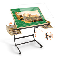 Table de puzzle à manivelle 1500 pièces, hauteur réglable 33,4-42,1 pouces, tiroirs inclinables à 10 angles, housse de protection, en acier allié