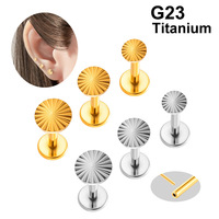 Piercing Circular de Titanio G23/F136 con Forma de Sol para Labio y Cartílago de Oreja