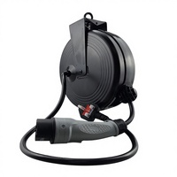 Carrete de Cable Retráctil Automático con Resorte y Enchufe, 4M 250V 20A, Material Anti-Incendios, Extremo C9 DYH-2108 para Carritos de Golf