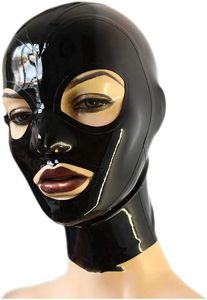 Sexy <strong>Latex</strong> Headgear <strong>Latex</strong> Tight Hoodie Classic <strong>Big</strong> Eyes Open Zipper Fetish Rubber Mask - Product Image 5