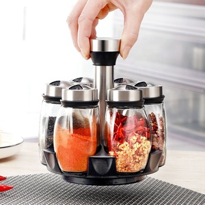 Set di Barattoli per <span class=keywords><strong>Spezie</strong></span> con Organizzatore Girevole e Supporto per Ripiano con Bottiglie in <span class=keywords><strong>Vetro</strong></span> per Piano di Lavoro della Cucina - Product Image 3