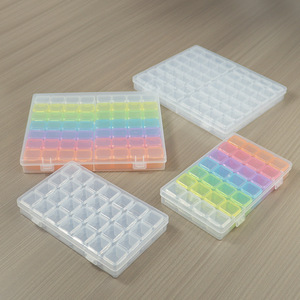 Nail Art Storage Box 28 Compartment Transparent Plastic Jewelry Organizer Desktop Accessory Case With Lid - Product Image 4