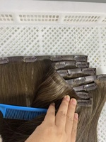 Cheveux russes à double dessin invisible génie pu peau trame clip ins