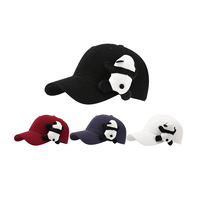 Gorra de Béisbol de 6 Paneles con Estampado de Panda de Dibujos Animados, Bordado 3D, Algodón Suave, Estilo Hip Hop, Tela Común para Uso Diario de Niños
