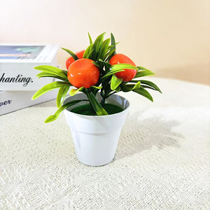 Rancheng, planta falsa de plástico ecológica, flores decorativas de 12cm para escritorio de oficina con adornos en maceta de bonsái pequeño de fruta grande - Product Image 6