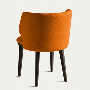 Silla de Comedor Moderna Tapizada en Naranja con Patas de Madera, Silla de Diseño con Tela de Terciopelo Cómoda para Comedor, Restaurante y Hogar - Product Image 4