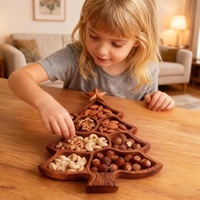Nieuwe aanwinst: houten dienblad voor kerstboom, voor snacks, snoep, fruit, koekjes, houten bord voor kerstfeest, huisdecoratie