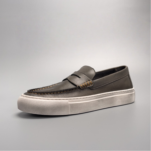 Chaussures décontractées pour hommes, design bateau, vulcanisées, doublure en mesh, en cuir - Product Image 1
