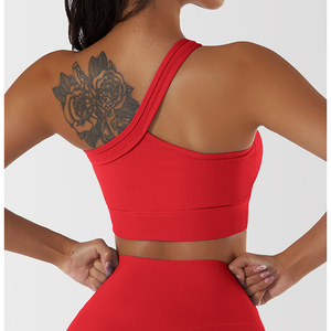 Sexy One Shoulder Sports Bra Bralette for <strong>Women</strong> Seamless <strong>Bandeau</strong> Removable Padded Summer Bra <strong>Top</strong> - Product Image 4