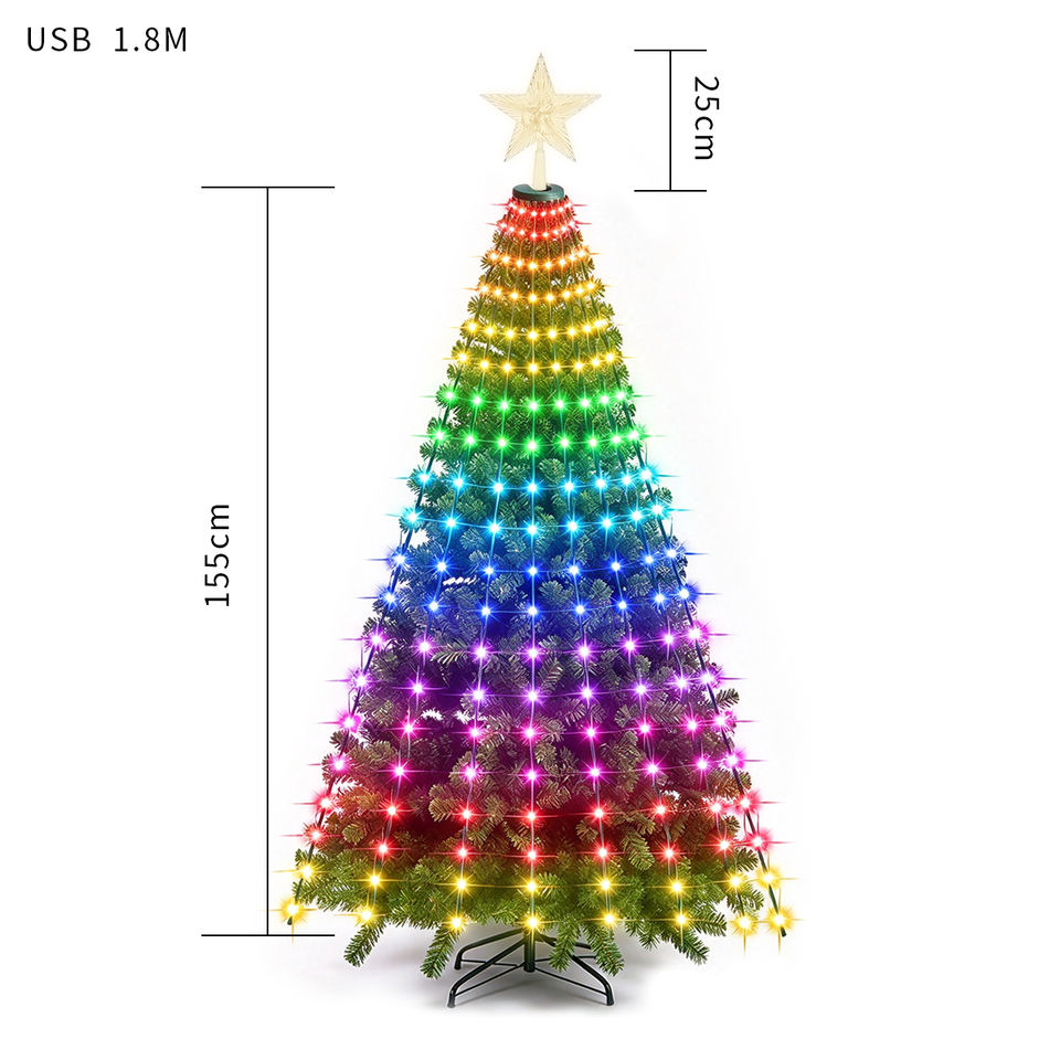 Smart Animated Christmas Balcony Lights, Christmas Tree Lights USB ...