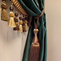 Rideaux en velours vert foncé rétro à franges, style américain et européen, design luxueux, pour salon de luxe, pour la maison