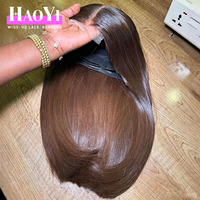 Wig Rambut Manusia Lurus Alami Warna Coklat Tanpa Lem Super Double Drawn SDD Rambut Mentah Vietnam 2x6 HD Lace Closure Wig Bebas Kusut