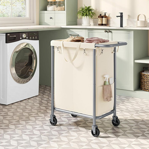 Cesta de lavandería con ruedas Cesto de lavandería plegable Cesta de lavandería rodante con bolsa de lavado extraíble Artículos para el hogar - Product Image 2