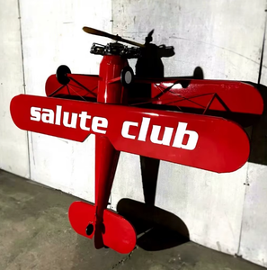 Modello di Aeroplano Vintage in Metallo Stile Industriale Loft, Grande Biplano Retrò in Ferro da Appendere per Decorazione Commerciale di Bar e Centri Commerciali - Product Image 4