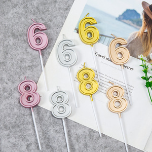 Number Shape Birthday <b>Candles</b> 3D Gold Silver Paraffin ABS Single <b>Wick</b> For Parties Decorations - Product Image 3