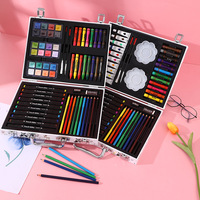48 stylos aquarelle et crayons de couleur, marqueurs pour enfants, coffret cadeau en bois, ensemble de dessin artistique