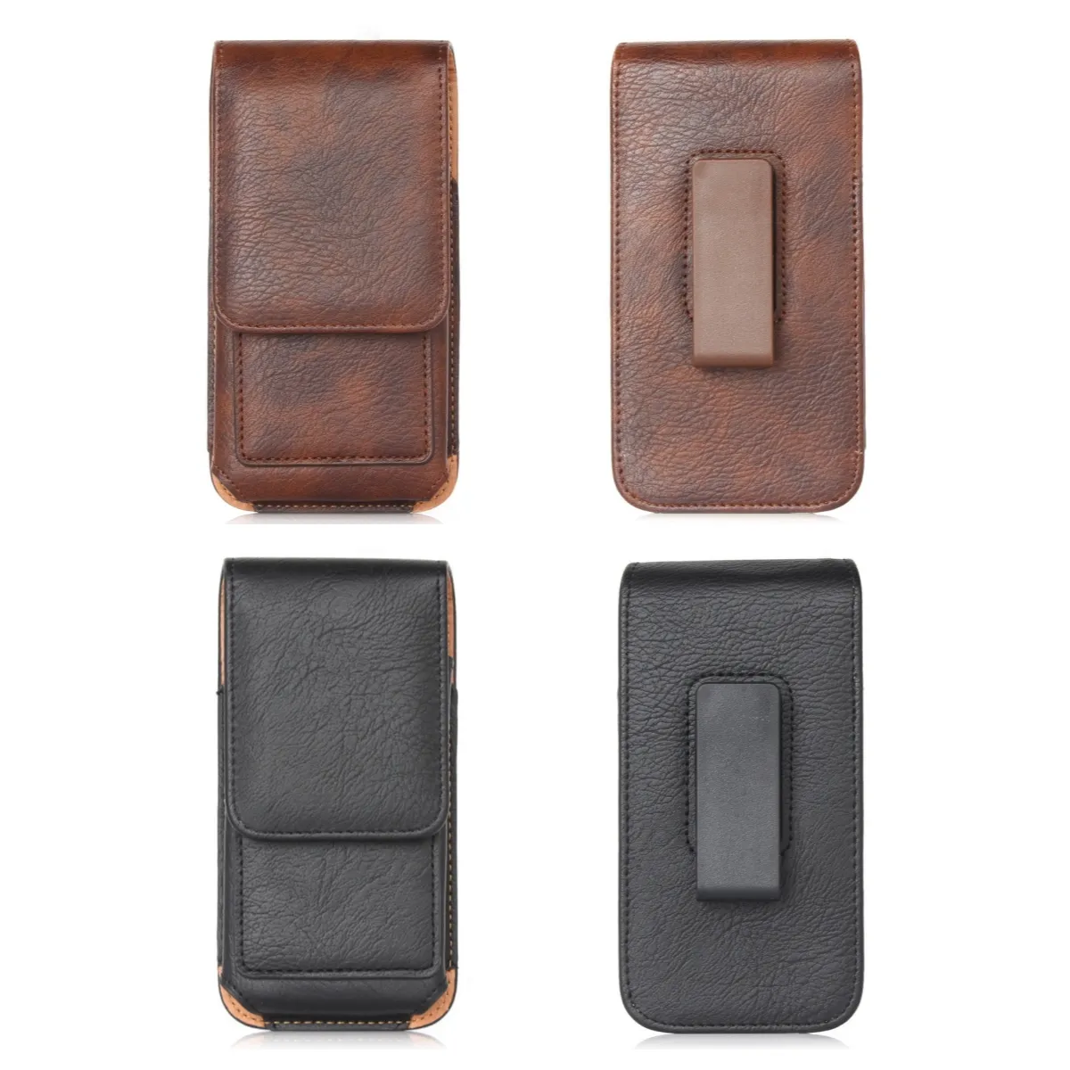Universal PU Leather Vertical Swivel Belt Clip Pouch Carrying Waist Pack Cell Phone Holster Case For iPhone 15 For Samsung S24
