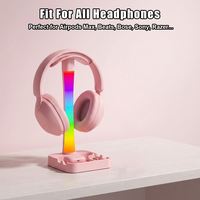 Support pour casque avec lumière RGB, lampe de bureau LED à intensité réglable au toucher, support de téléphone multifonctionnel, organisateur de bureau, support pour joueurs de PC