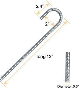 <span class=keywords><strong>เหล็ก</strong></span>เส้นยึดพื้นแบบ J Hook รุ่นพิเศษ แข็งแรงเป็นพิเศษ ขนาด 1/<span class=keywords><strong>4</strong></span> นิ้ว เคลือบกันสนิม - Product Image 3