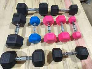 Ensemble d'<span class=keywords><strong>haltères</strong></span> hexagonales en caoutchouc pour salle de sport commerciale, poids libres de 2,5 kg à 50 kg, augmentation de 2,5 kg pour l'exercice en salle de sport, <span class=keywords><strong>haltères</strong></span> hexagonales - Product Image 3