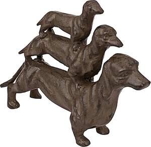 Butoir de Porte Vintage en Fonte Lourde, <span class=keywords><strong>Trio</strong></span> Stacked Teckel Wiener Dog Figurine - Product Image 1