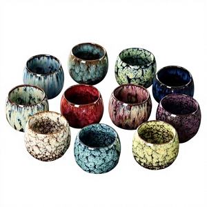 Accessoires pour café expresso 110 ml – Tasses à café en céramique émaillée, mignonnes tasses et soucoupes en poterie, ensemble de tasses et soucoupes à thé - Product Image 1