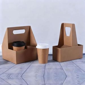 Caja de Bebidas Kraft OEM con Asa de Diseño Gratuito, Empaque de Papel para Bebidas para Llevar y Cafeterías - Product Image 1