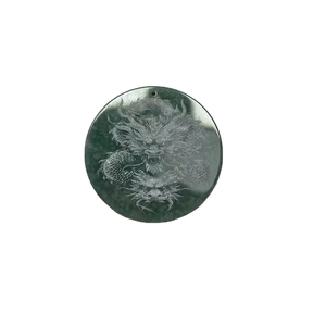 Pendentif pour homme en jade naturel, sculpture double dragon, charme protecteur vintage, véritable jade sculpté à la main, style bouddhiste tendance - Product Image 1