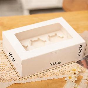 Картонный белый торт на заказ с окном упаковочная коробка для крафт-бумаги десертная коробка <span class=keywords><strong>2</strong></span> 4 6 12 отверстий коробки для кексов - Product Image 5