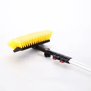 Brosse à récurer de nettoyage de voiture à poils souples télescopiques légers à 5 côtés