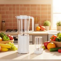 Mixeur Plongeant Domestique 200W 1L avec Commande par Bouton Poussoir, 2 Lames, Récipient en Plastique, Faible Bruit pour Préparation de Smoothies