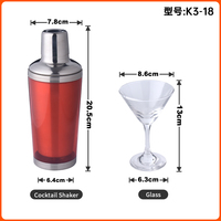 Shaker à cocktail miniature en acier inoxydable durable à double paroi de 350 ml, fabrication directe en usine, personnalisable, 3 pièces